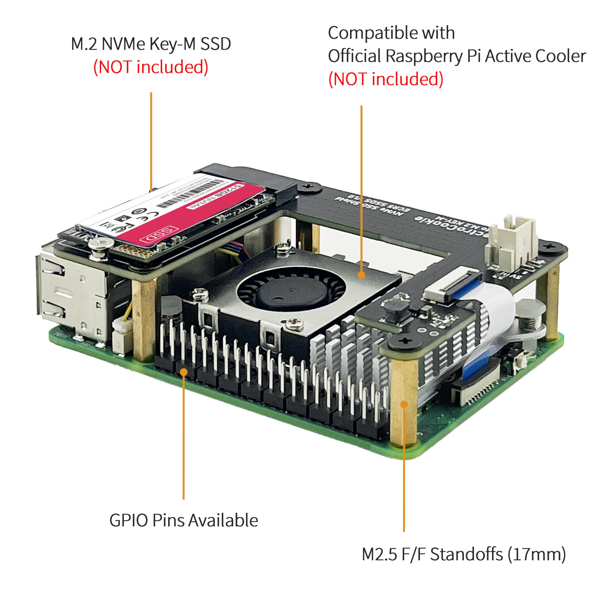 Electrocookiepcie To M Nvme Ssd Hat Board For Raspberry