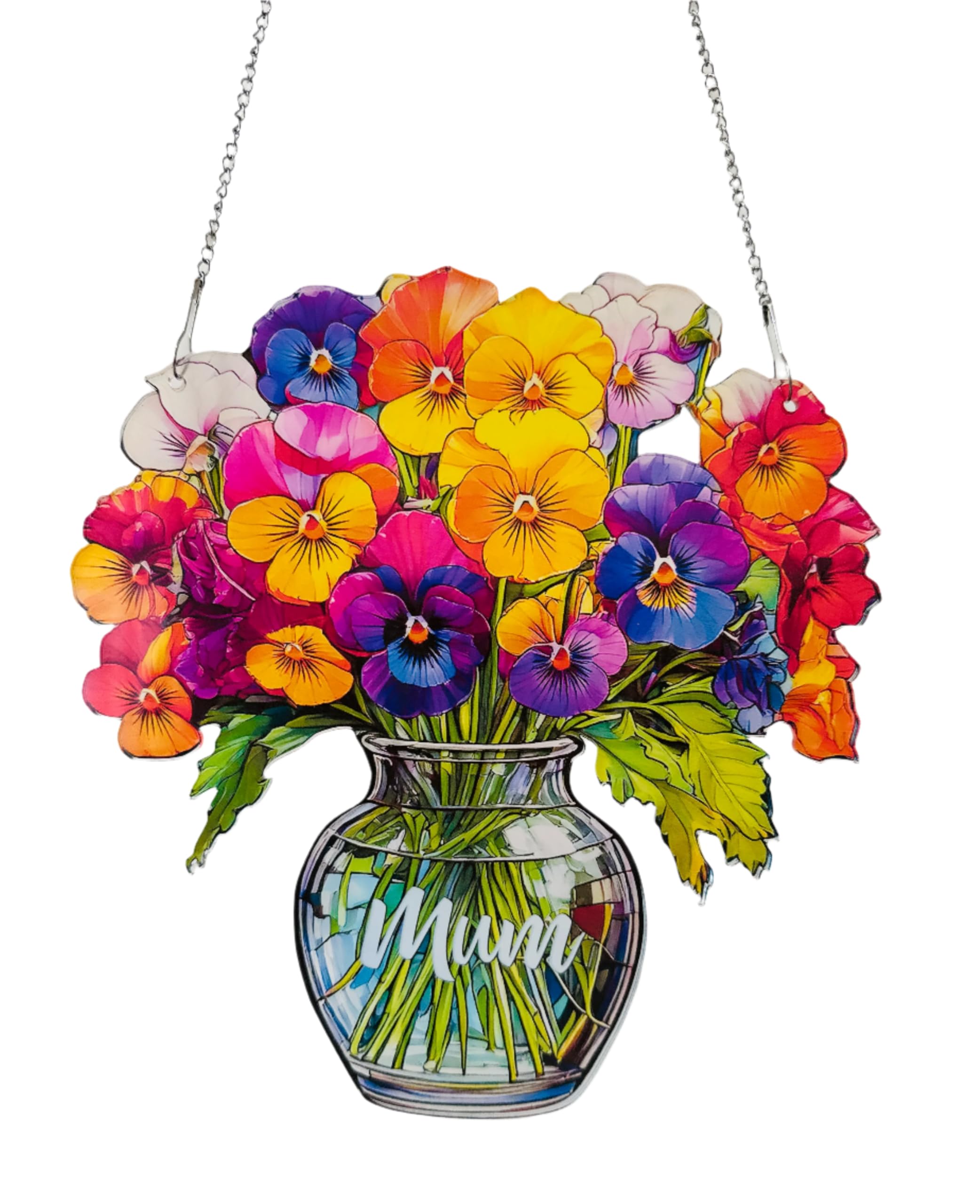 Image Industry Mum Pansies Vase Gift Acrylic Hanging Flower Mother’s Day Decor