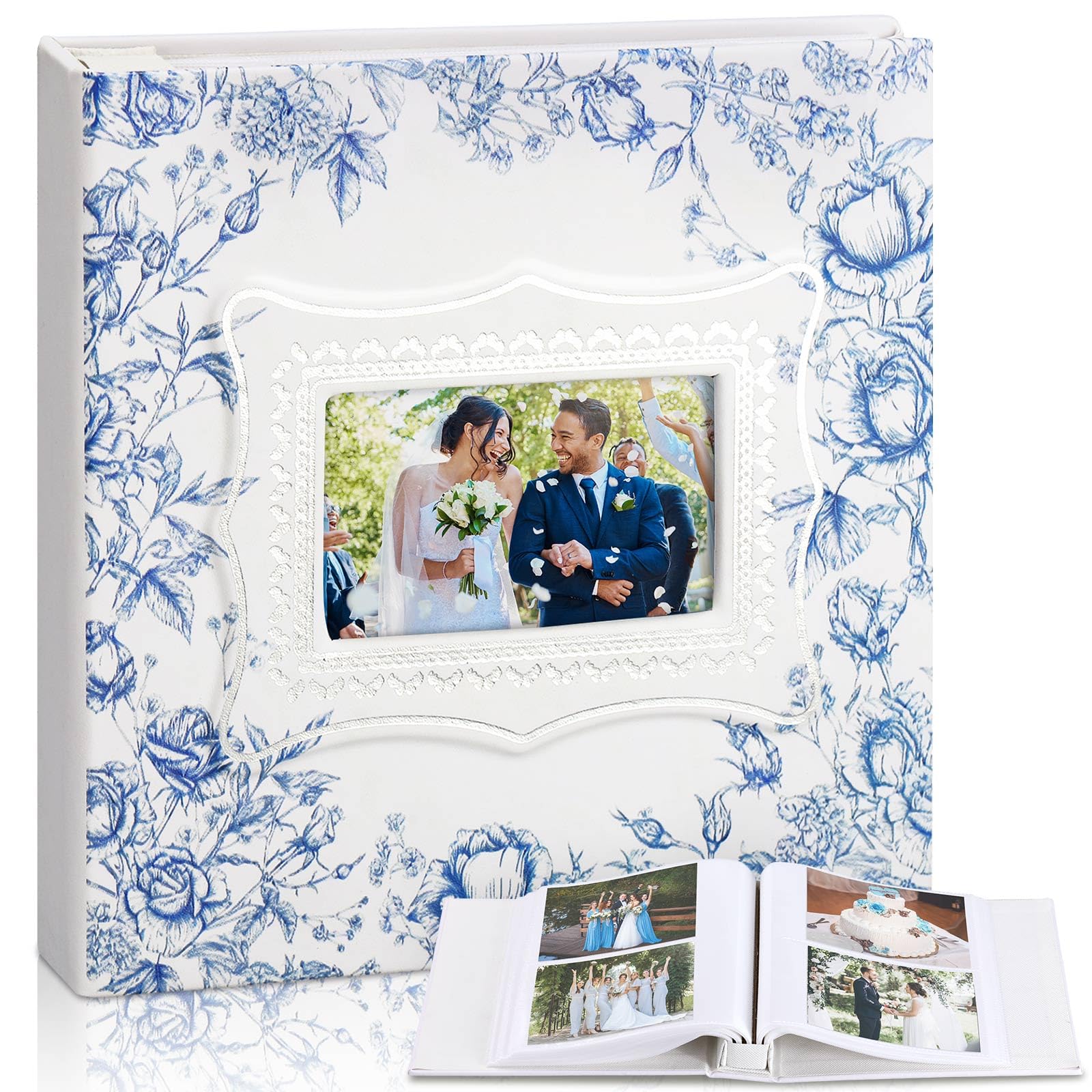Dunzoom Vintage Floral Photo Album 200 4x6 Leather Wedding Book Window