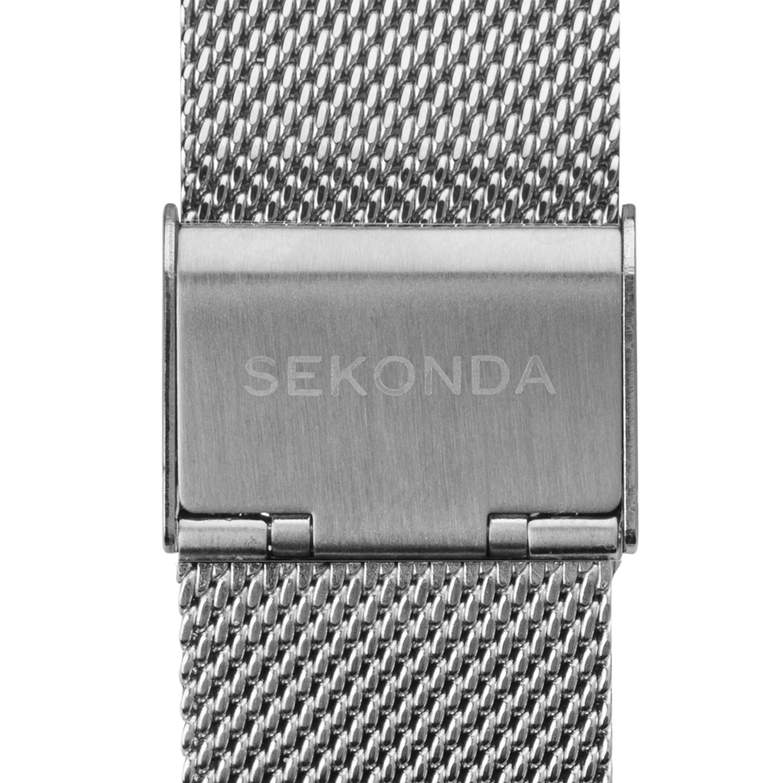 Sekonda Reloj para hombre, esfera blanca con correa de cuero negro 1939