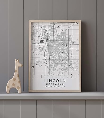 Miniatura 9 de Mapa de Lincoln, Nebraska, Light 2 (8x10)