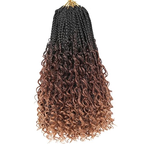 Unionbeauty - Paquete de 8 paquetes de trenzas bohemias de cabello de ganchillo de 14 pulgadas, trenzas de caja de diosa desordenada, cabello rizado