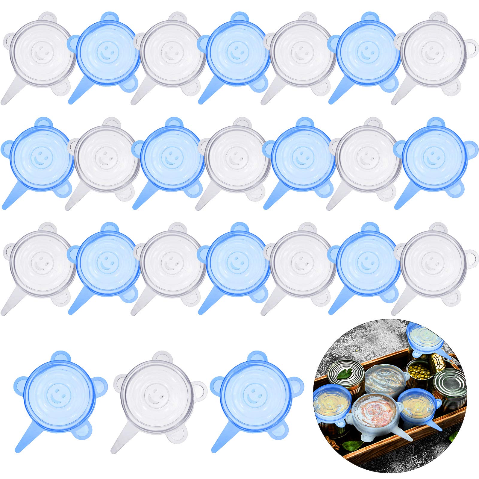 Buy 24 Pieces Silicone Stretch Can Lids Reusable Expandable Jar Lid