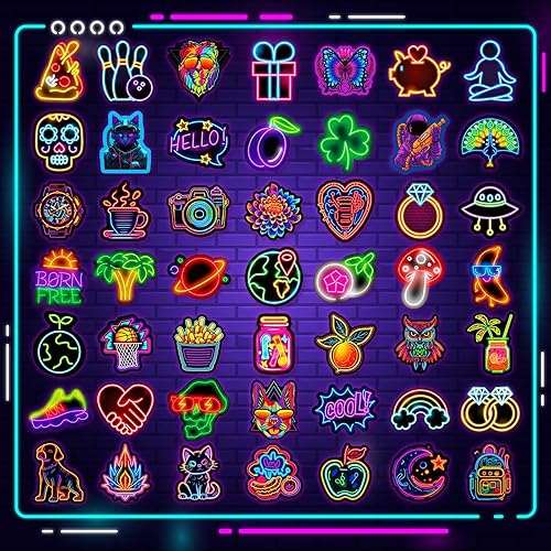 Miniatura 3 de Paquete de 300 calcomanías de neón, calcomanías geniales para adolescentes, adultos, niños, calcomanías impermeables de moda para patineta, botella