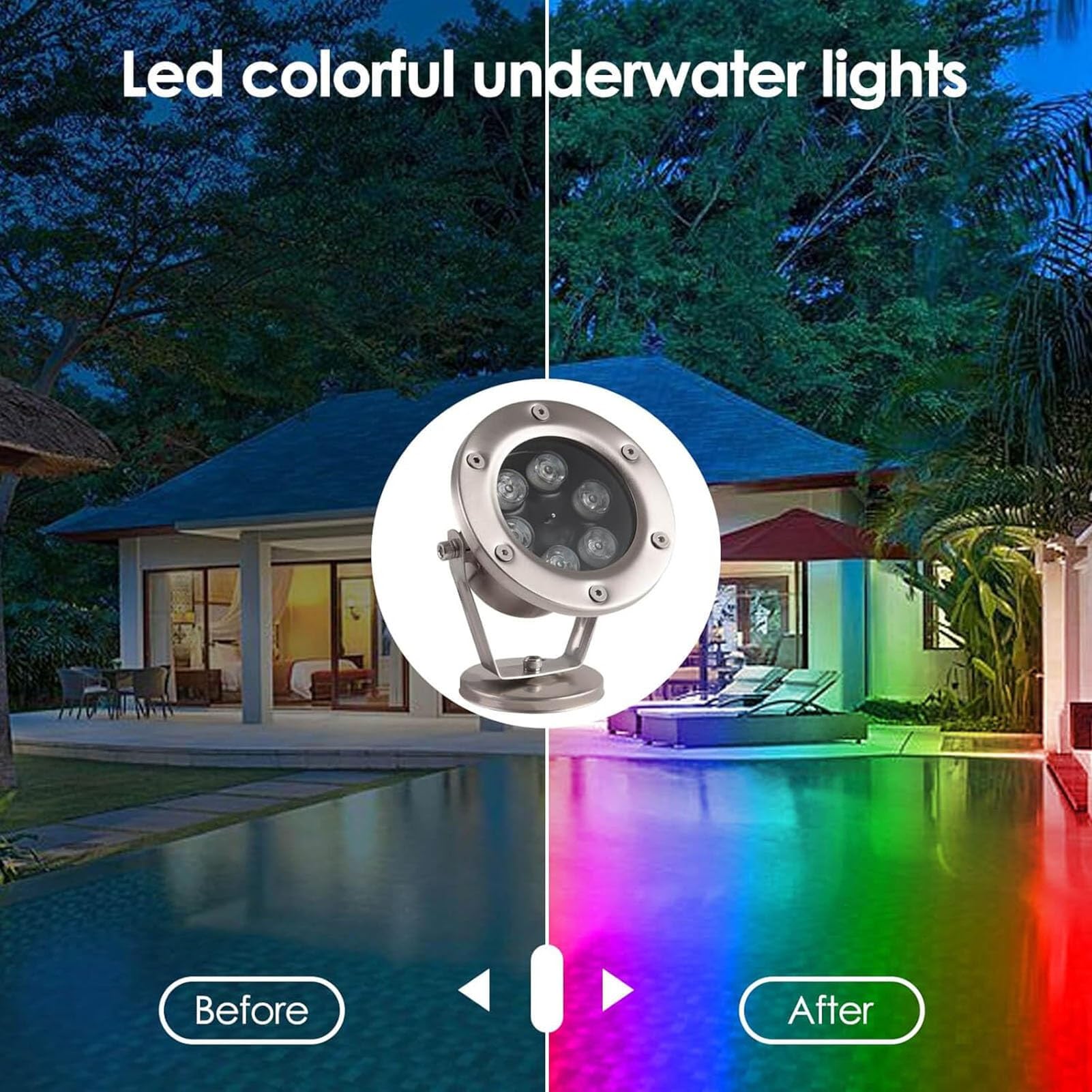 Oświetlenie podwodne - reflektor LED 12 V, wodoodporne podwodne oświetlenie fontannowe IP68, regulowany obrót zewnętrzny krajobraz, do dekoracji imprez basenu akwariowego (zielony, 15 W)