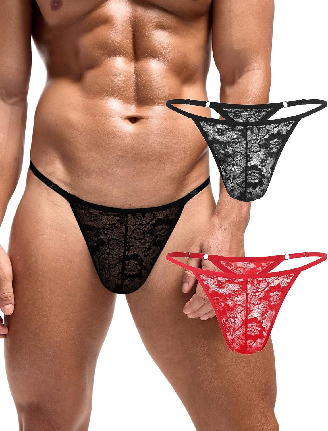 Avidlove Mens Lace Thong Sexy Low Rise T-back G-string Comfortable Men's Thong Underwear 1-4 Pack