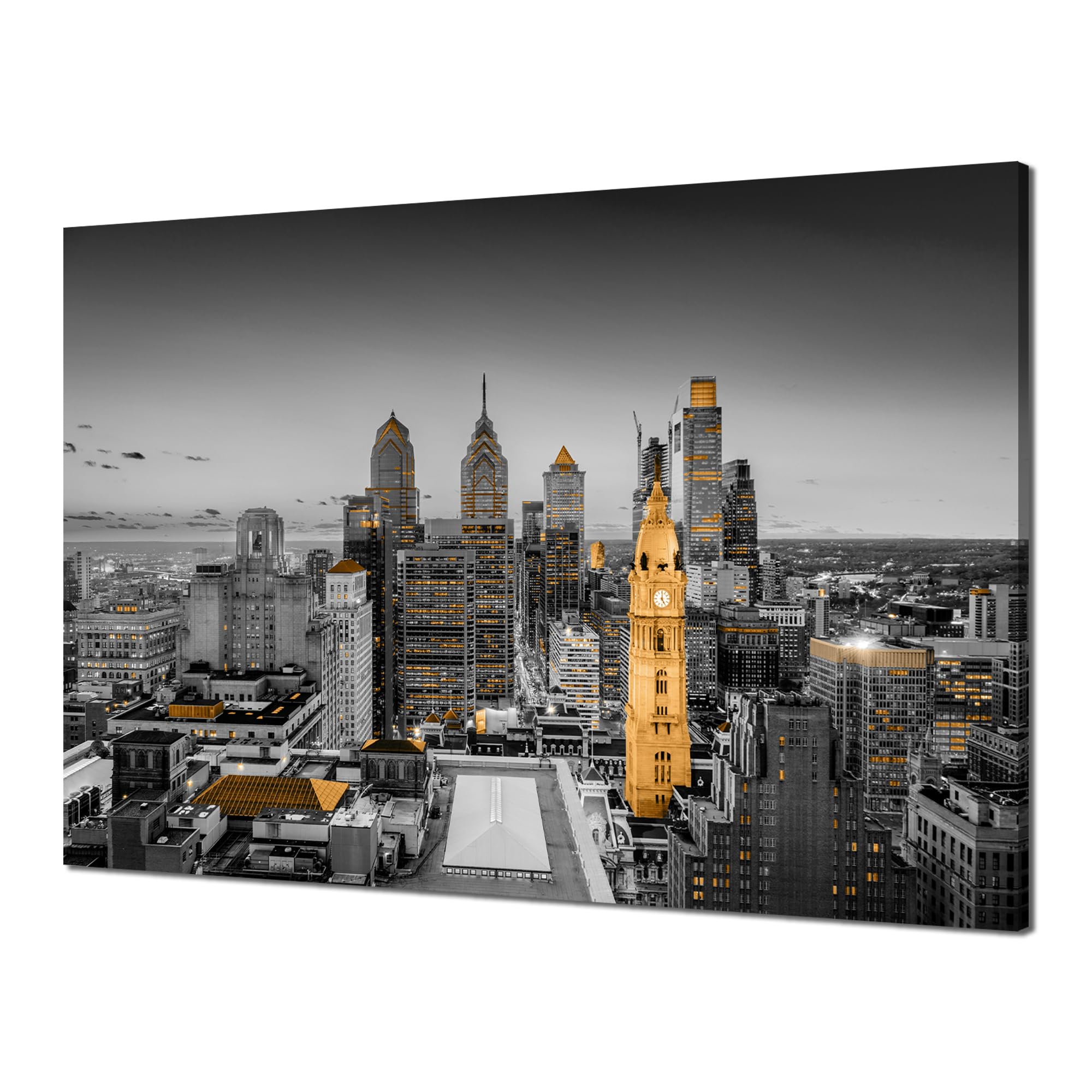 Philadelphia Wall Art Canvas Prints Philadelphia Skyline Picture for Living Room USA Pennsylvania Cityscape Wall Decor Black and White Poster Painting