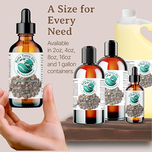 Miniatura 8 de Bella Terra Oils Aceite de moringa prémium para cabello brillante y piel suave, 1 galón, nutritivo, hidratante, no grasoso, de absorción rápida