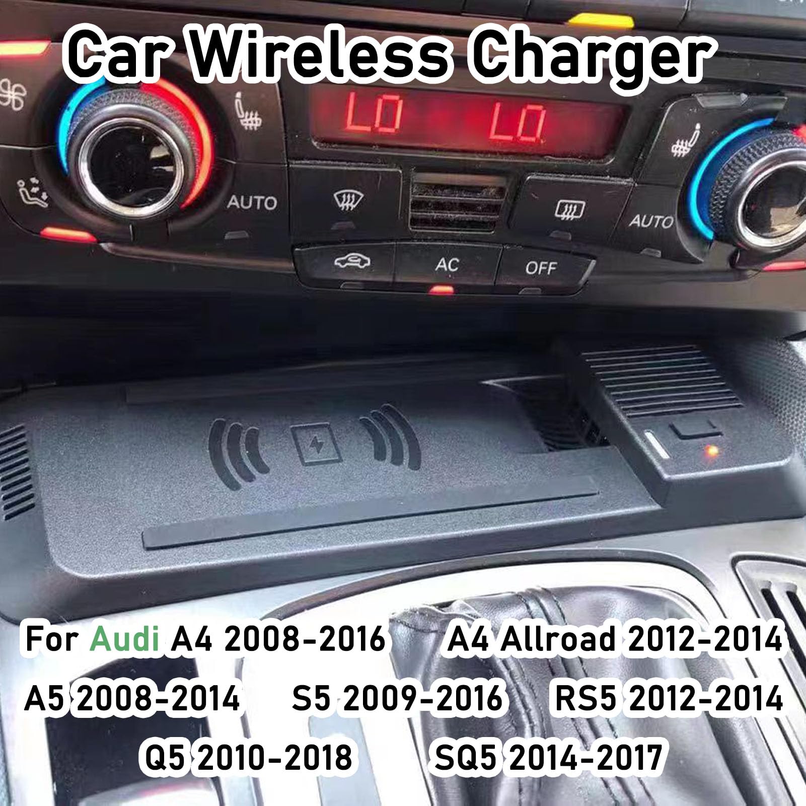 Caricatore Wireless Per Auto Per Audi A4 2008-2016, A4 Allroad 2012-2014, A5 2008-2014, S5 2009-2016, Rs5 2012-2014, Q5 2010-2018, Sq5 2014-2017 Con Sistema Di Raffreddamento A Doppio Canale D'aria
