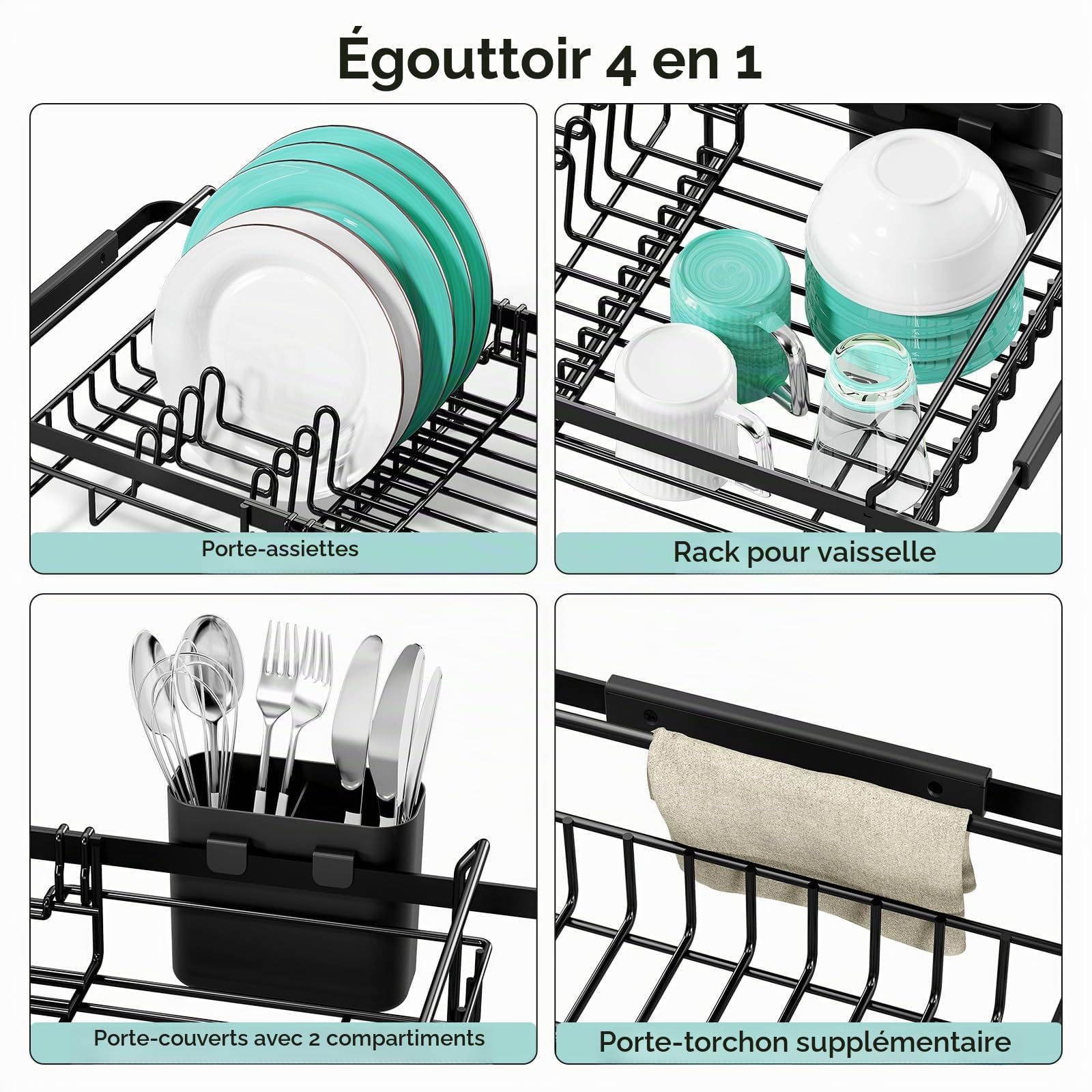 kingrack Egouttoir Vaisselle sur Évier | Extensible, Porte-Ustensiles, pour Légumes, Fruits et Assiettes