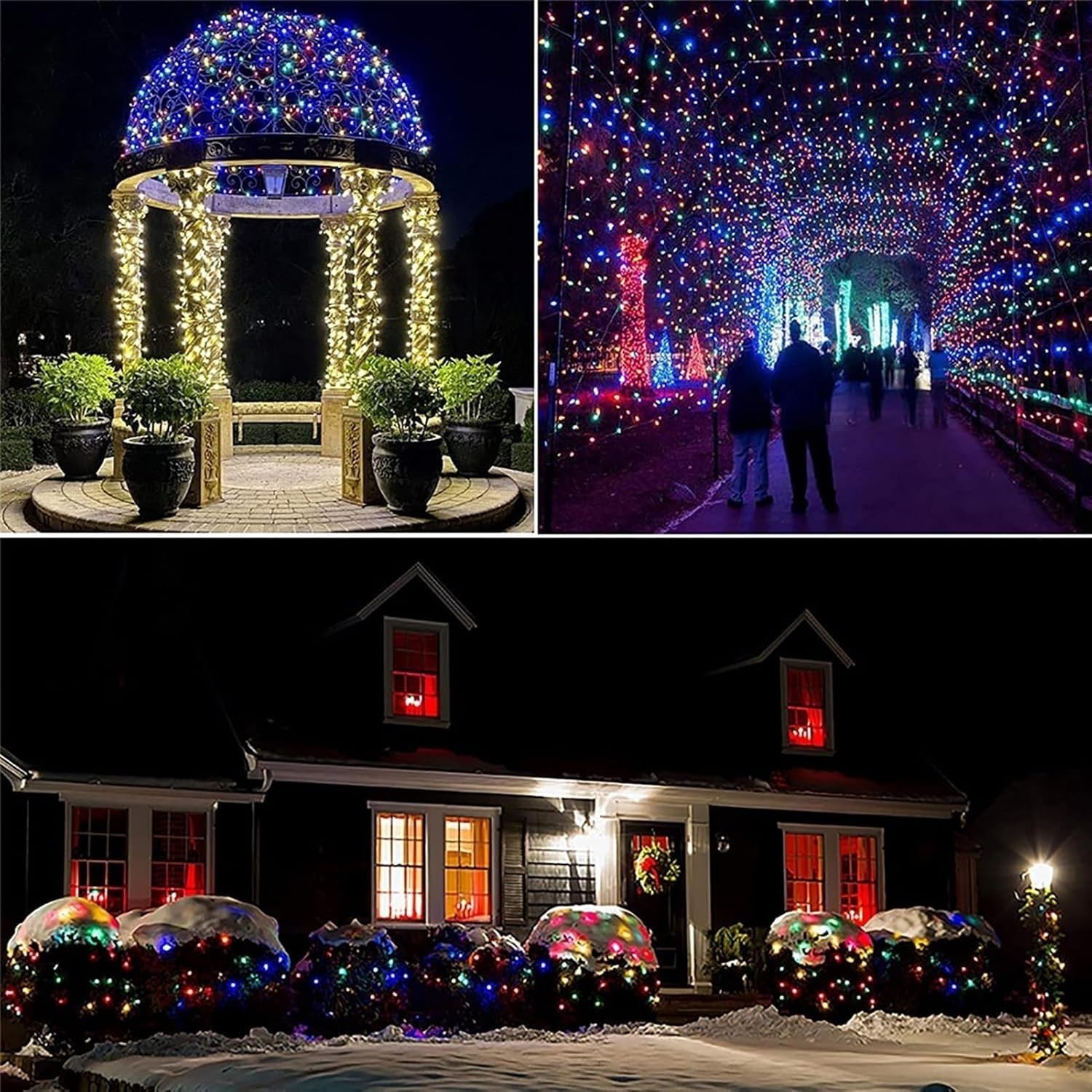 Red De Luces Navideñas con 200 LED Que Cambian Color, Conectable Control Remoto, Impermeable, Enchufe, Ideal For Halloween, Arbustos(Color,10m x 8m 2000led)