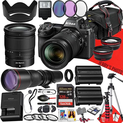 Nikon Z6III Mirrorless Camera with NIKKOR Z 24-70mm f/4 S and 500mm f/8.0 Telephoto Lens + 64 GB Memory + Extra Battery + Filters + Tripod + More (37pc Bundle)