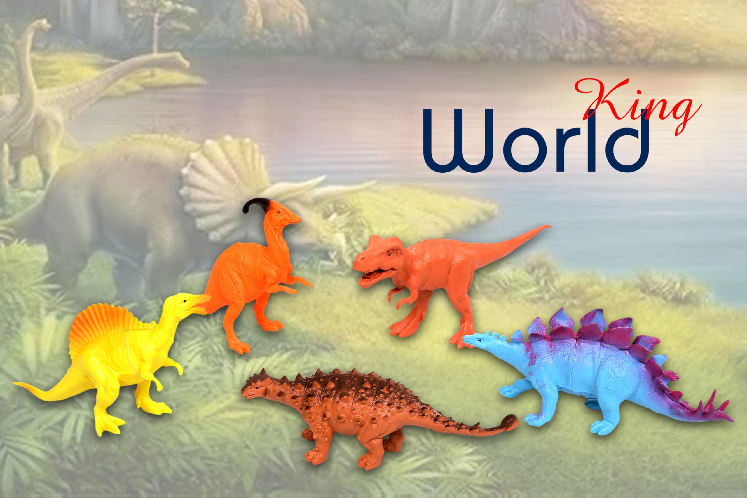 HASHFLOW Realistic Dinosaur Figures Playset Rubber Wild Animal Dinosaur Toys-7PC 1
