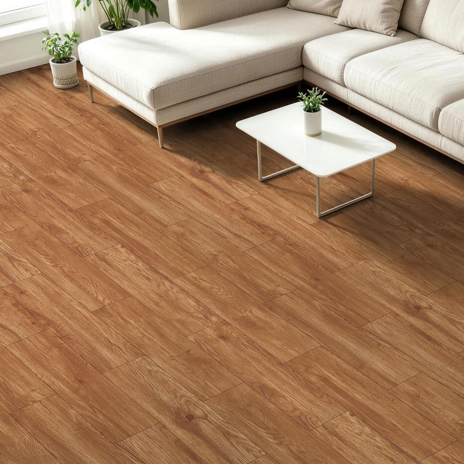 Art3d Azulejos de piso SPC con textura de madera con bloqueo de clic, paquete de 24 unidades, tablones de vinilo de 24 x 6 pulgadas, suelo impermeable para sala de estar, cocina, sótano, ideal para