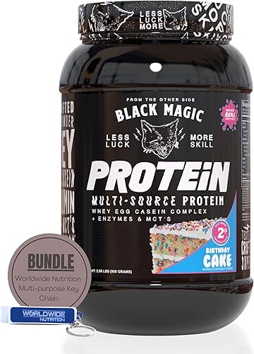 Black Magic - Proteína multifuente - Complejo de suero de leche huevo y caseína con enzimas y polvo MCT - Pre entrenamiento y después del