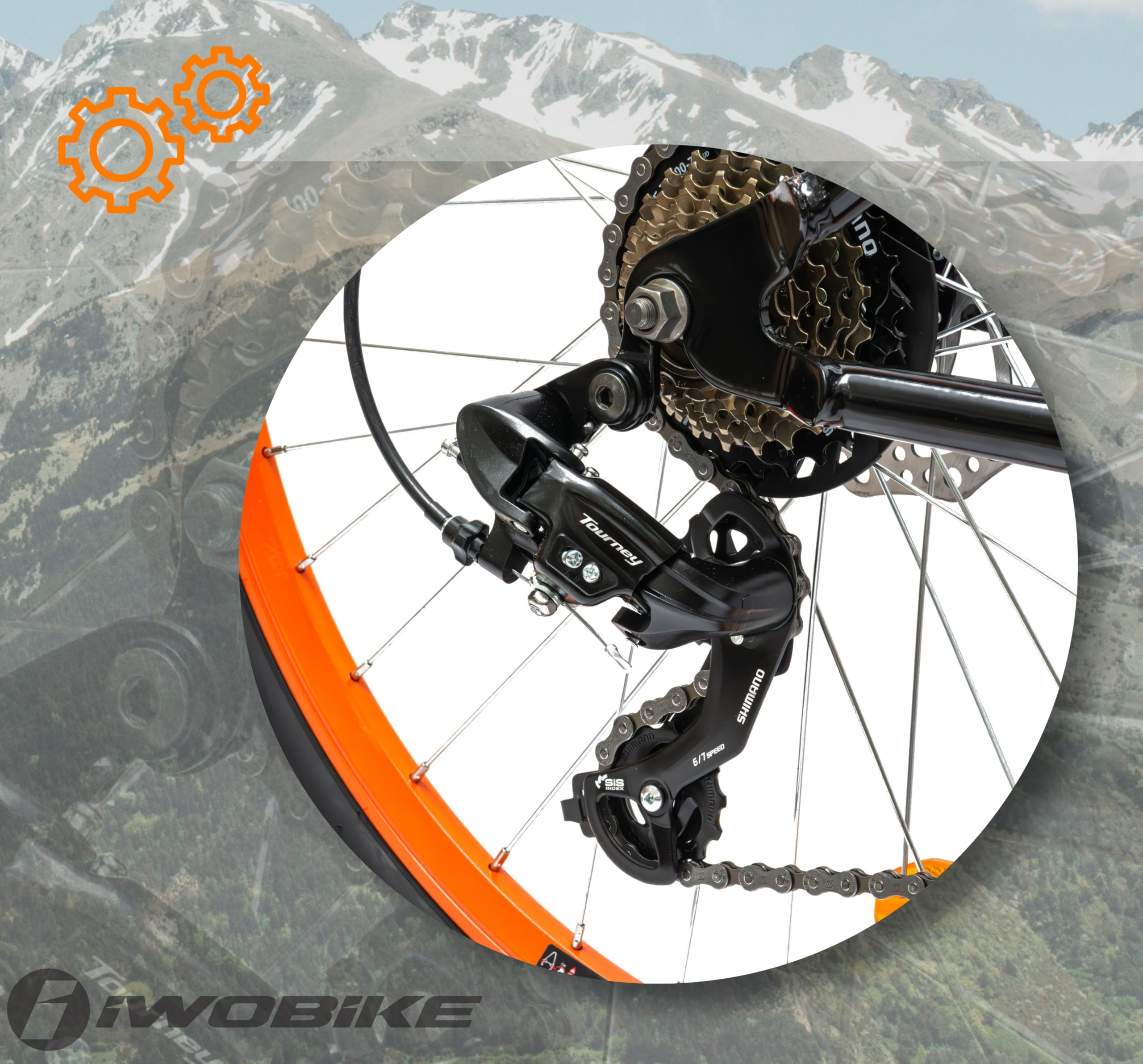 Rower Górski MTB, 26 Cali, Uniseks, 21 Biegów, Rama Stalowa 17,5" | Rower Górski MTB, 26 Cali, Uniseks, 21 Biegów, Rama Stalowa 17,5", Full Amortyzacja, Hamulce Tarczowe, Czarny z Pomarańczowym