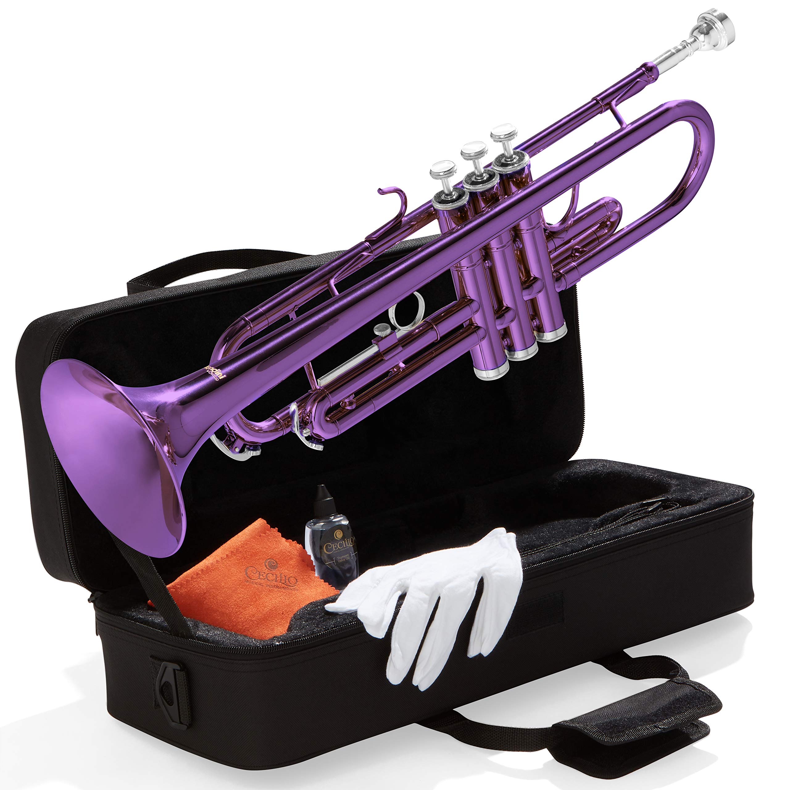 Mendini By Cecilio Bb Standard Trumpet Set for Beginners - Purple