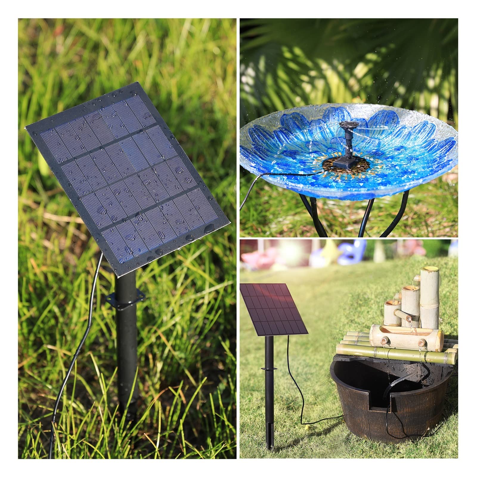 Fontanna solarna do oczka wodnego, Zestaw słonecznej pompy wodnej, 10W zasilana energią słoneczną pompa do fontanny z 6 dyszami, DIY funkcja wody fontanna zewnętrzna do stawów,do ogrodu, kąpieli dla