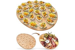 Wooden Deviled Egg Tray and Platter 24 Holes