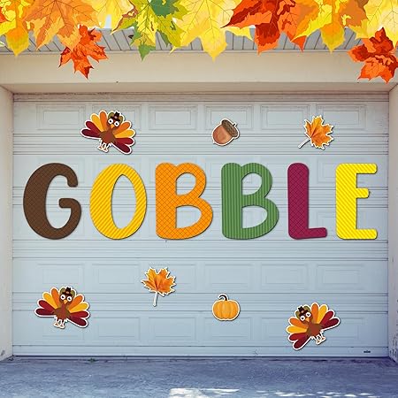 13 Pcs Gobble Thanksgiving Garage Door Decorations Fall Turkey Garage Door Magnets Holiday Thanksgiving Magnets for Fridge Car Decor Indoor or Outdoor Home Decor Turkey Pumpkin Maple Leaves Pine Cones