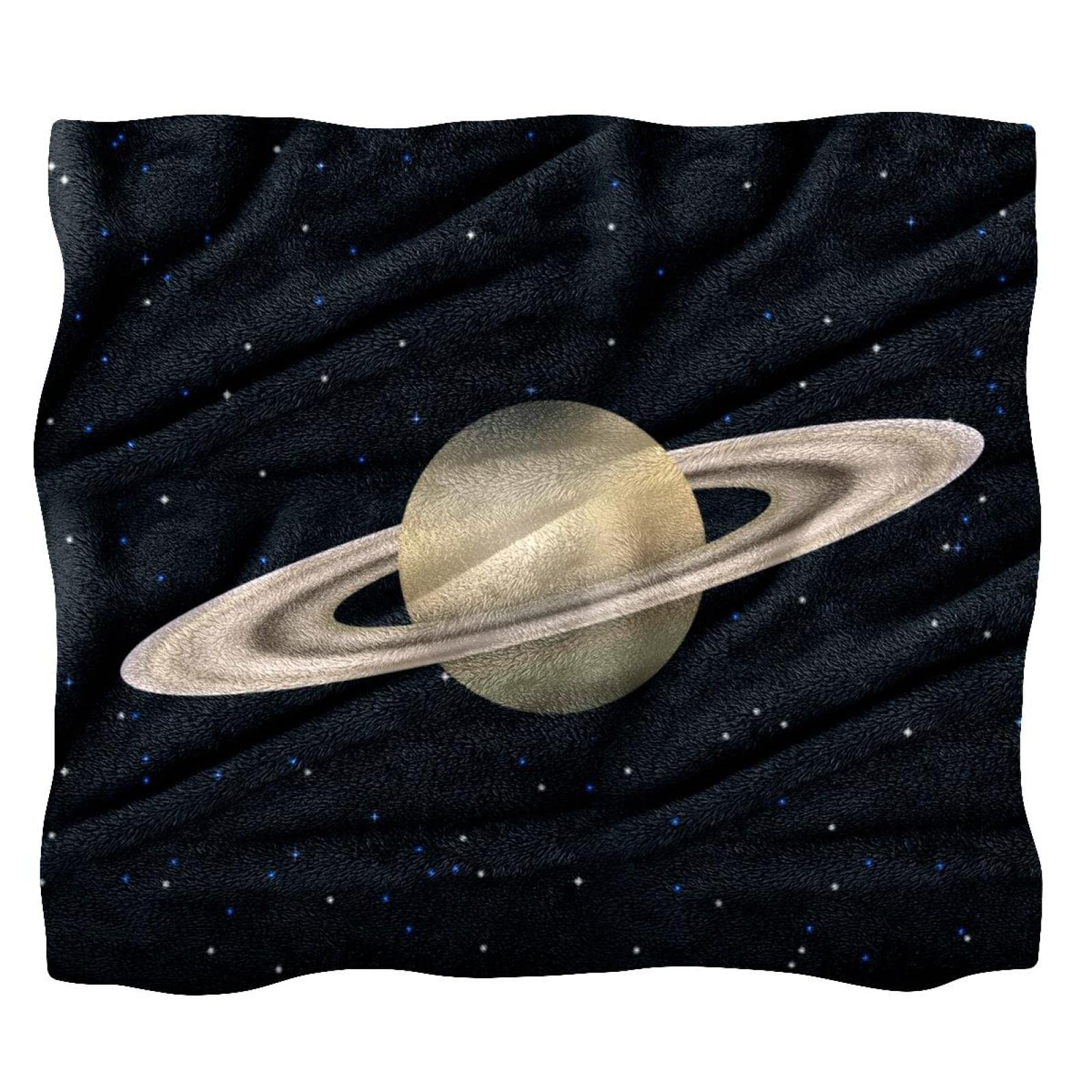Fleece Throw Blanket Saturn Planet for Couch Sofa or Bed Cozy Soft Blankets