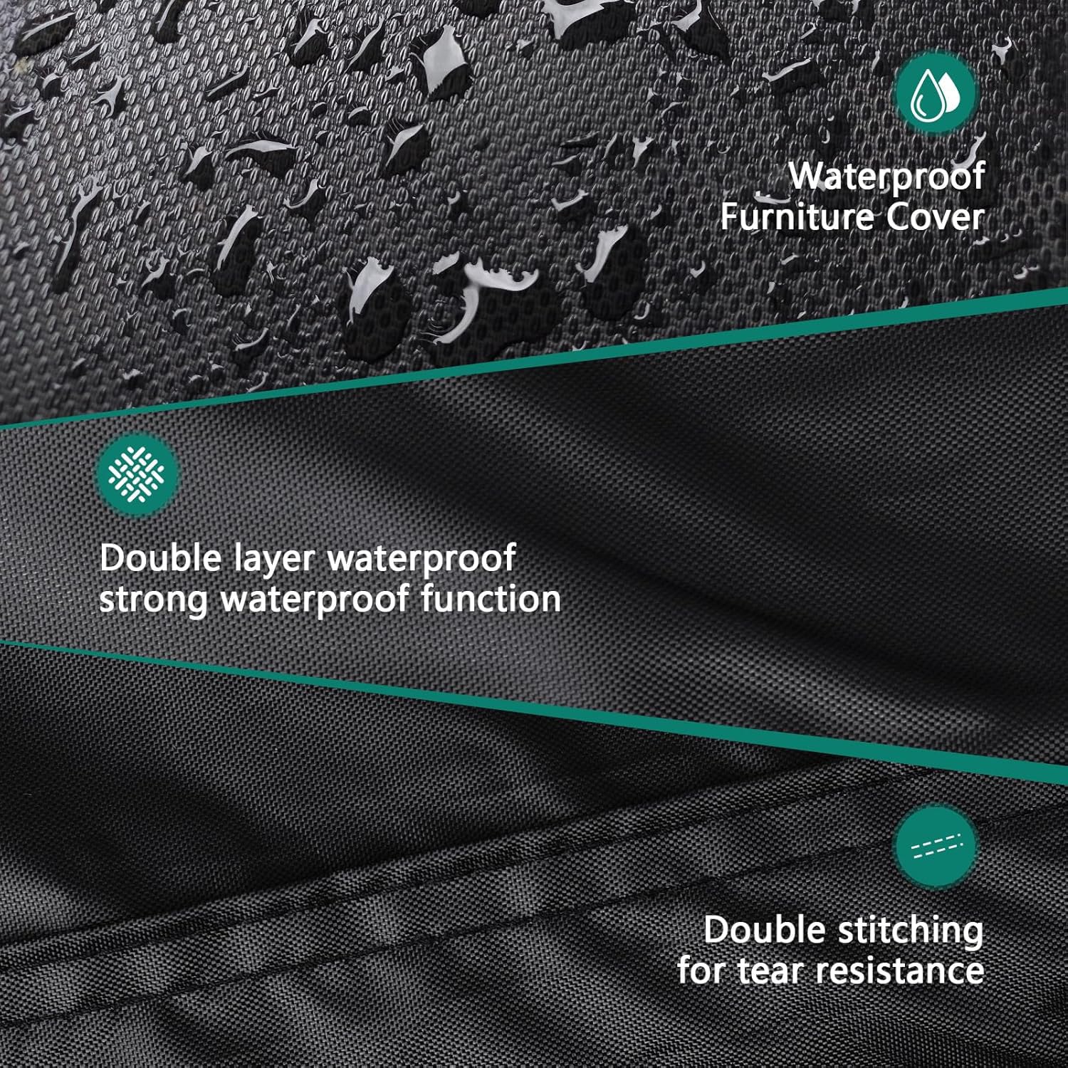 Copertura Tavolo Esterno Impermeabile 240x130x100cm(LxWxH) Copritavolo Telo Copri Mobili da Esterno 420D Panno Oxford Resistente Allo Strappo Copertura Tavolo Esterno - Nero