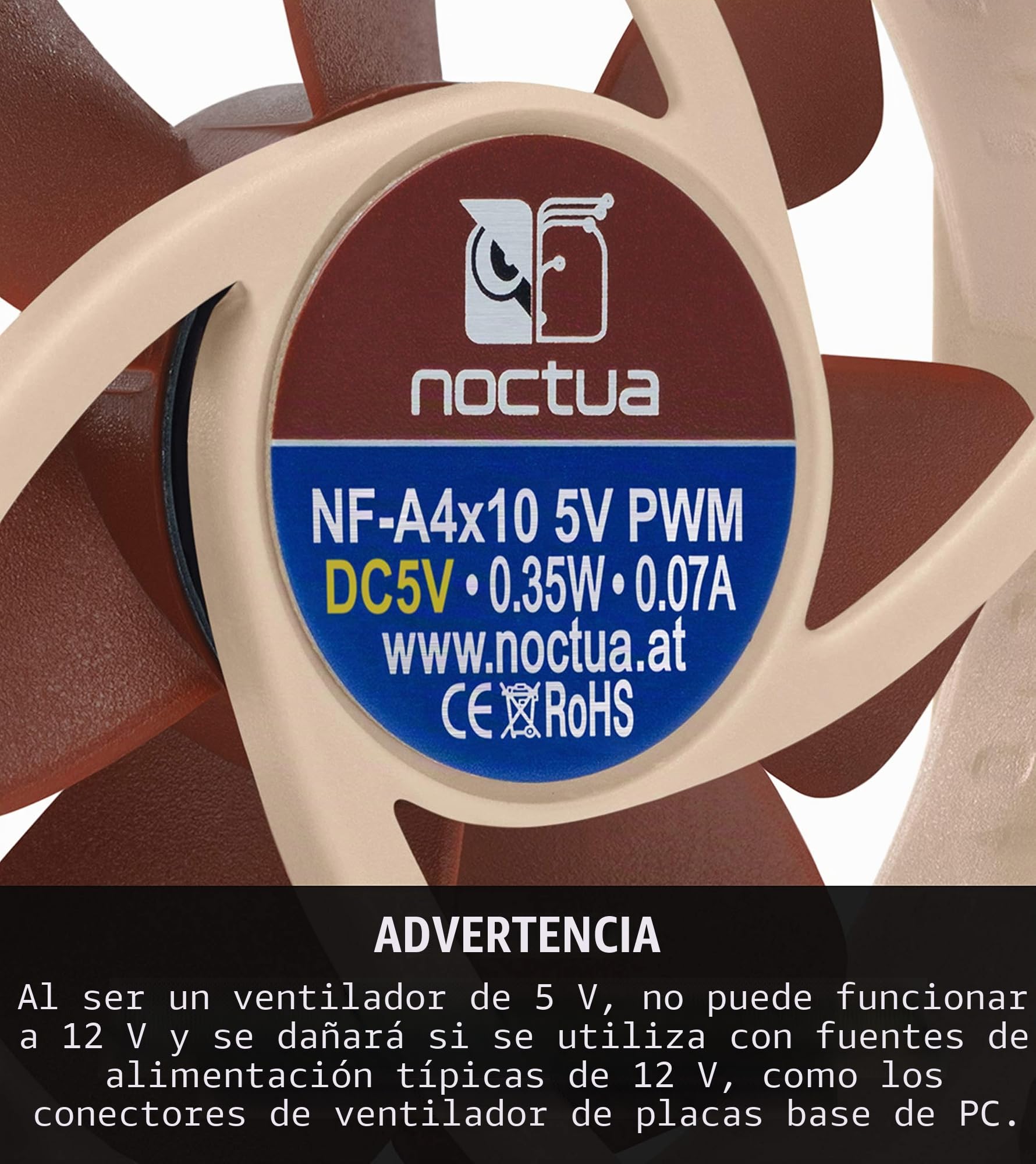 Noctua NF-A4x10 5V PWM, Ventilador Silencioso con Cable Adaptador USB, 4 Pines, Versión de 5V (40x10 mm, Marrón)