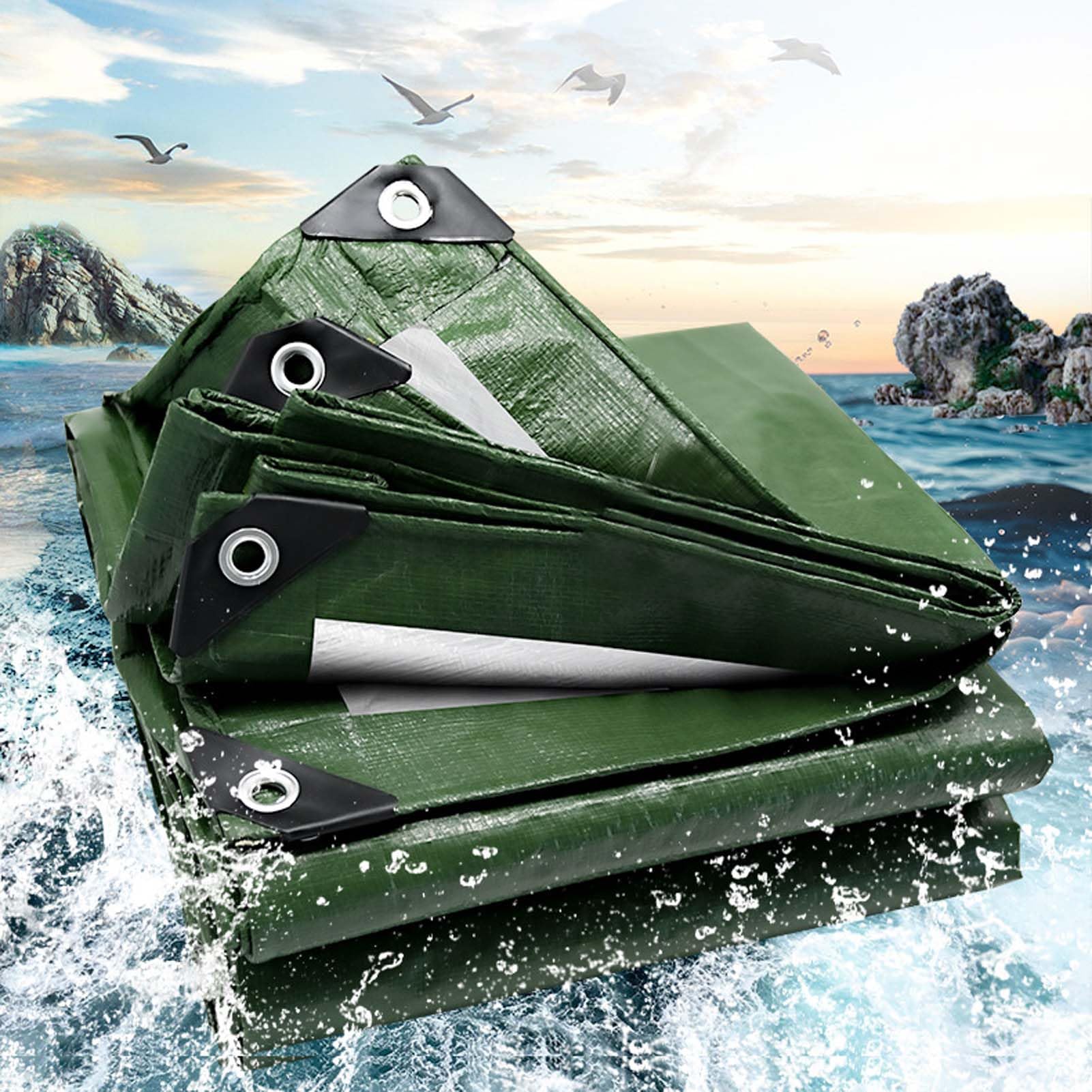Lonas, Lona Resistente a los Rayos UV, Lona Gruesa de Polietileno con Ojales metálicos, Refugio Impermeable Multiusos para vehículos, Barcos, Piscinas, Tiendas de campaña y emergencias.