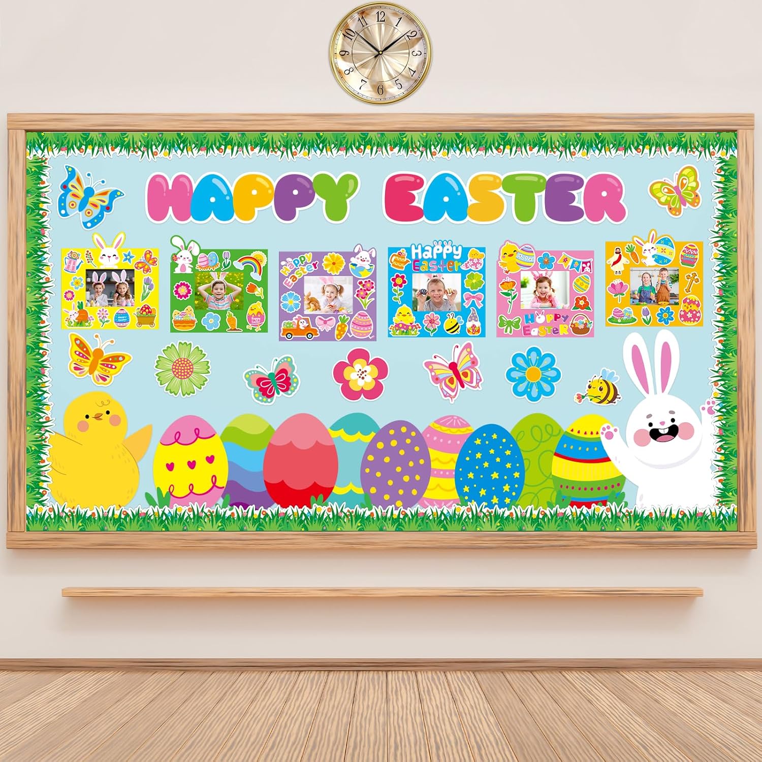 TENDFINE 30 Pack Easter Egg Photo Frame Craft Kits Easter Bunny Picture Frame Craft Kits Spring Party Decoration Classroom Activity