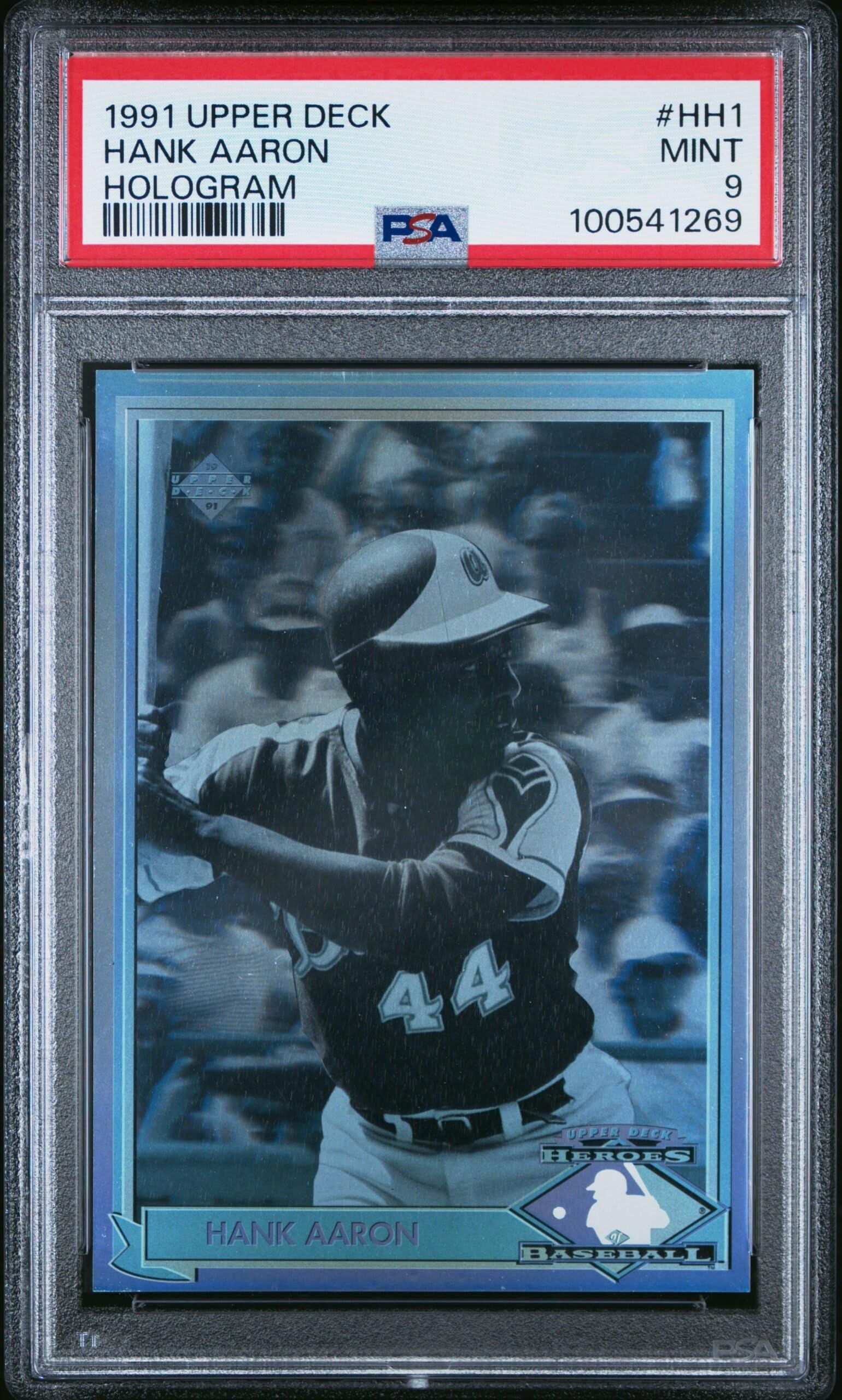 1991 Cubierta superior Hank Aaron Holograma #HH1 (PSA 9) : Arte Coleccionable y Bellas Artes