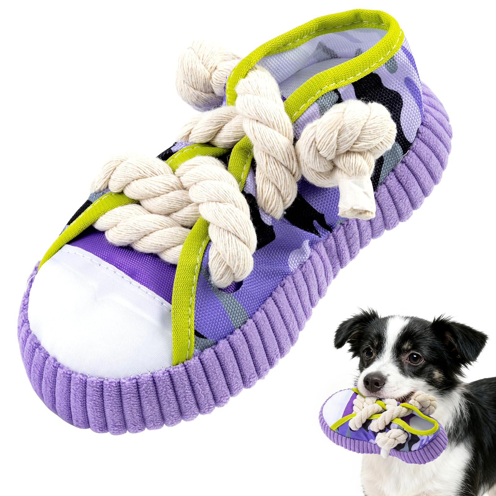 Kito Lee Dog Toy Soft Squeaky Plush Toy Dogs Chew Rope Toy for Small Dogs and Puppies Cute Shoe Design for Cuddling and Play Lightweight, Interactive Toy for Indoor Fun
