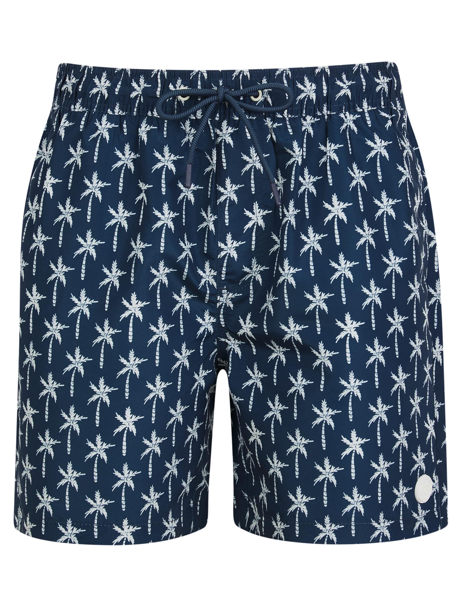 Tokyo Laundry Men's Tropical Print Quick Dry Microfibre Swim Shorts with Pockets and Mesh Lining Dark Denim