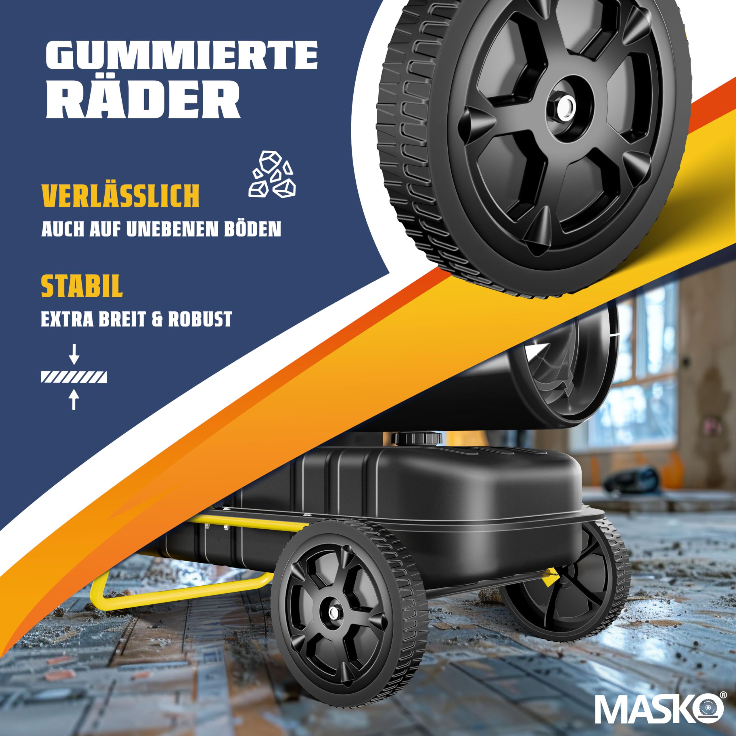 Masko® Cañón de calefacción 30 kW, secador de construcción, Calentador de Aire Caliente, Calentador de Ventilador, Tanque de 34 l con termostato, Calentador de Aceite, Amarillo/Negro