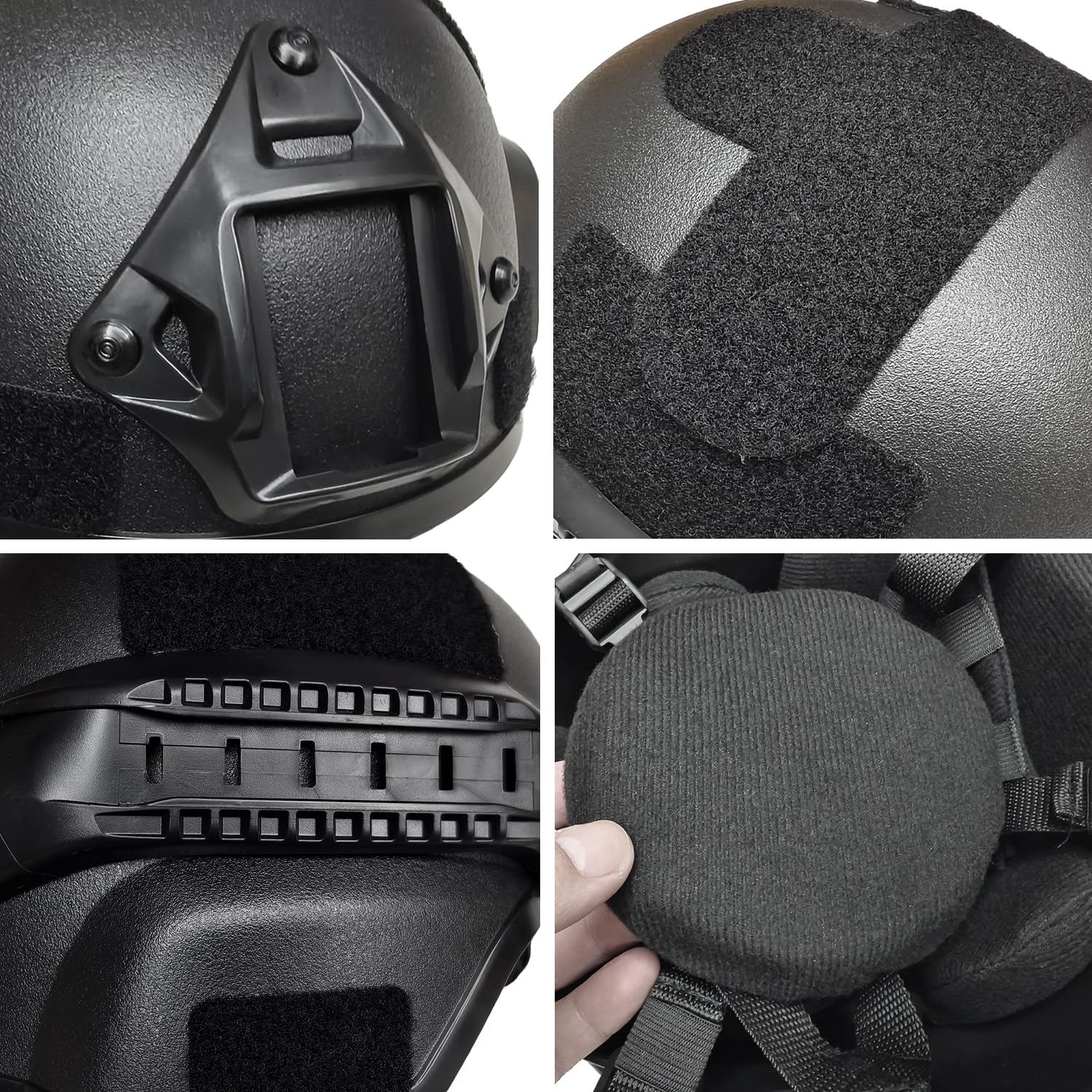 Casco per softair Mich 2000 ACH tattico con protezione dell'udito, supporto NVG anteriore e guida laterale per paintball, sport all'aria aperta, caccia, tiro