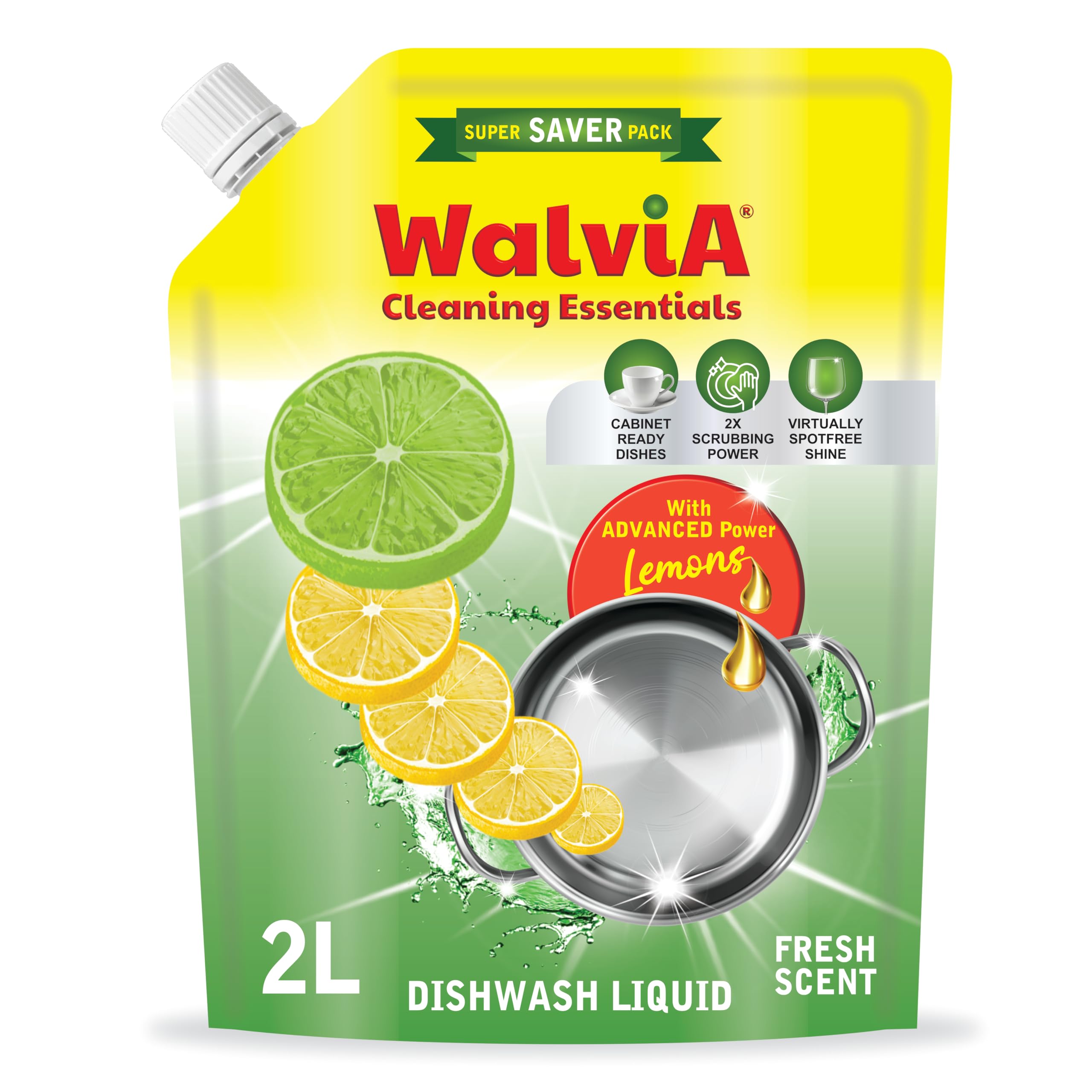 Walvia Dishwash Liquid Gel with Advance Power | Dishwasher Liquid Detergent for a Deep Clean | Tackle Stubborn Grime | Powerful Cleaning Solution for All Utensils - 2L Refill Pack (2 liter) (B0CL1TMLNT) Amazon Price History, Amazon Price Tracker