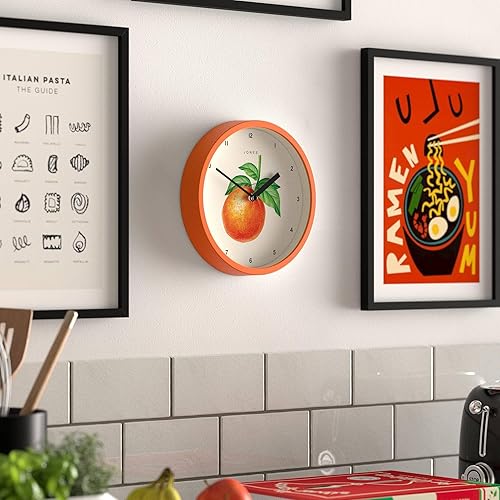Miniatura 5 de JONES CLOCKS Reloj de pared de frutas  Reloj redondo pequeño  8 pulgadas  Naranja  Arte naranja ilustrado botánico  Ideal para cocina y comedor.