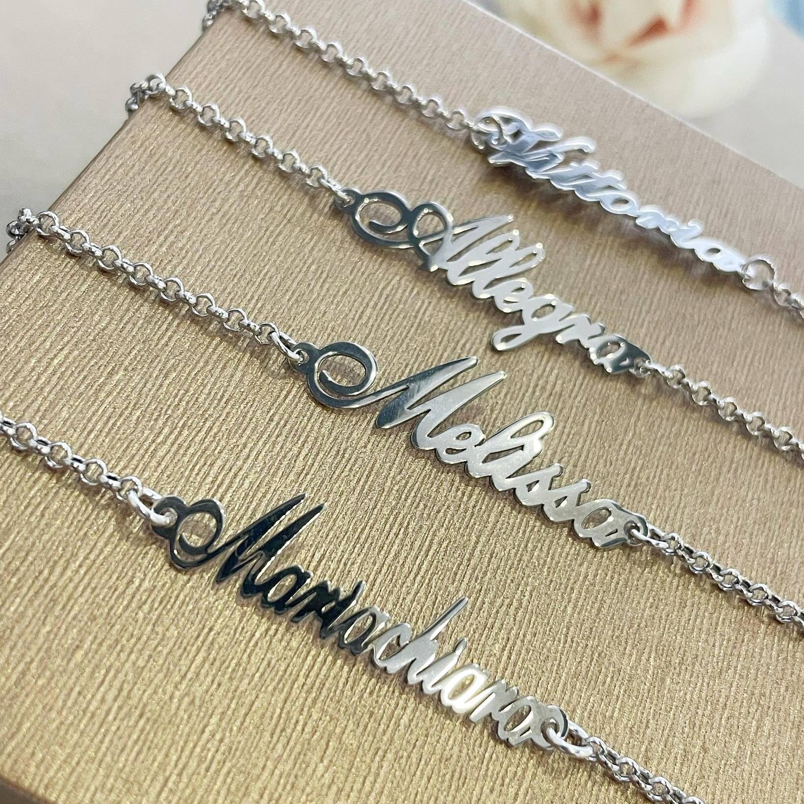 Bracciale con Nome Personalizzato Argento 925 Donna Personalizzabile Tutti i nomi Disponibili Made in Italy