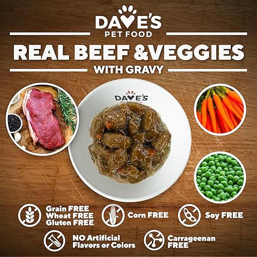 Miniatura 5 de Dave's Pet Food Stewlicious - Alimento húmedo para perros sin granos (carne de res y verduras en salsa), hecho en Estados Unidos, naturalmente