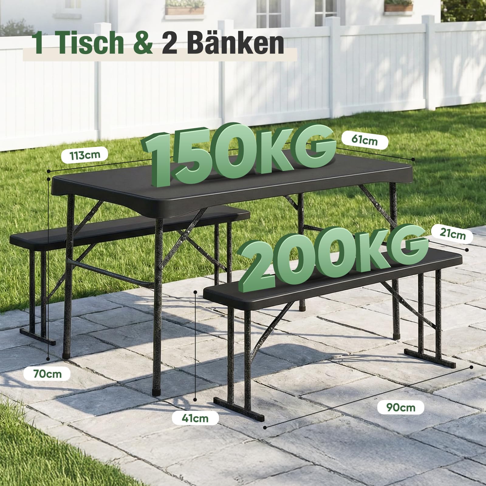 Sekey zestaw stołu z ławami składany plastik 113x61 cm 4 osoby