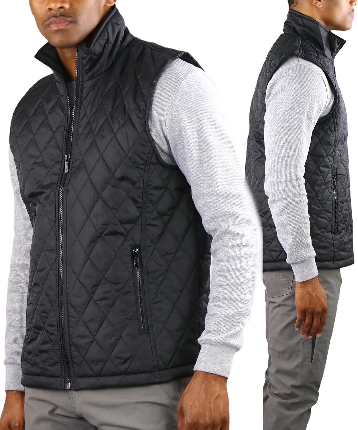 ToBeInStyle Men's Lightweight Layering Insulating Zip Up Puffer Vest - Image 3