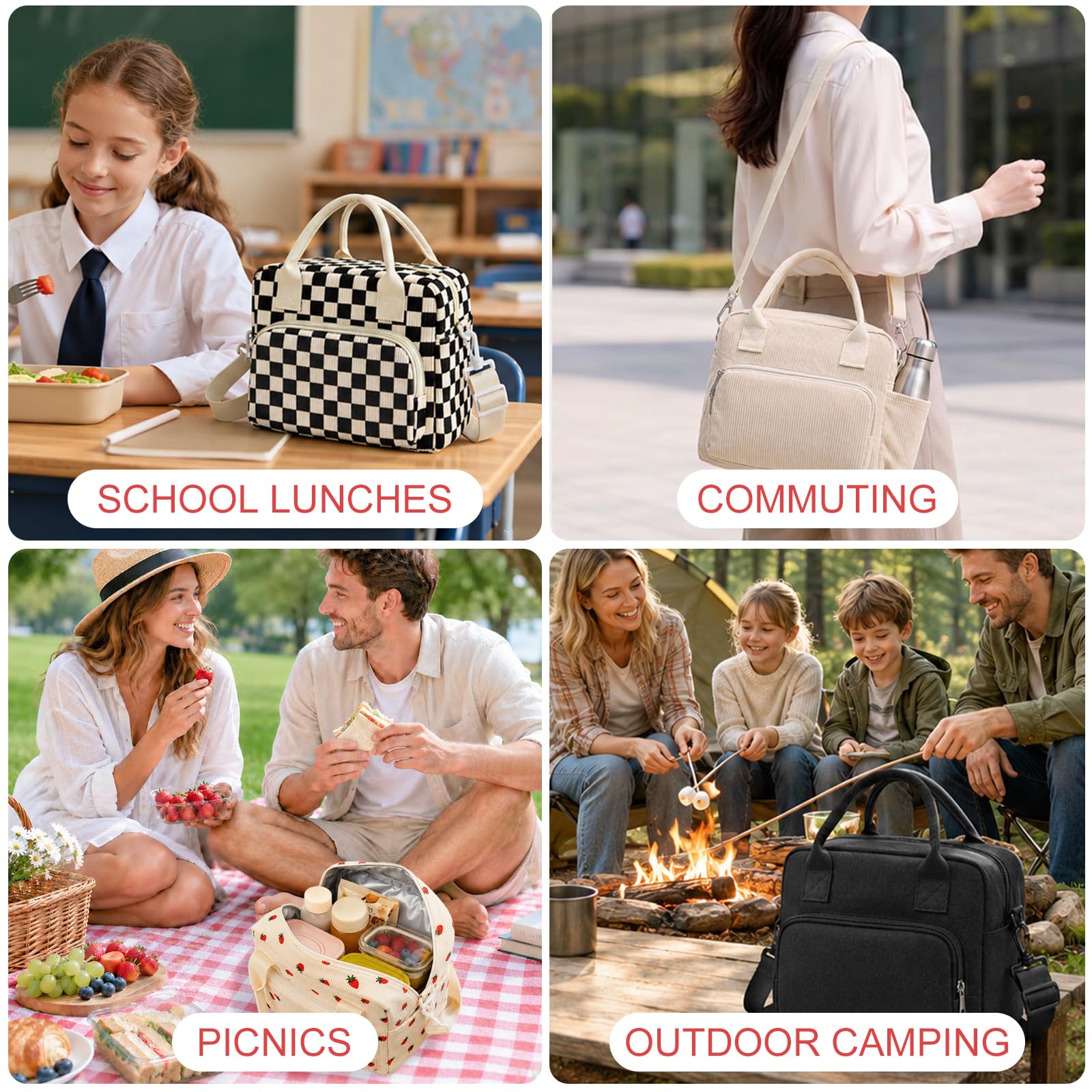 12L Borsa Termica Porta Pranzo, Borse Frigo Pranzo,borsa Pranzo Portatile con Spalline Regolabili, Borsa Frigo per Lavoro,Scuola,Picnic,Spiaggia