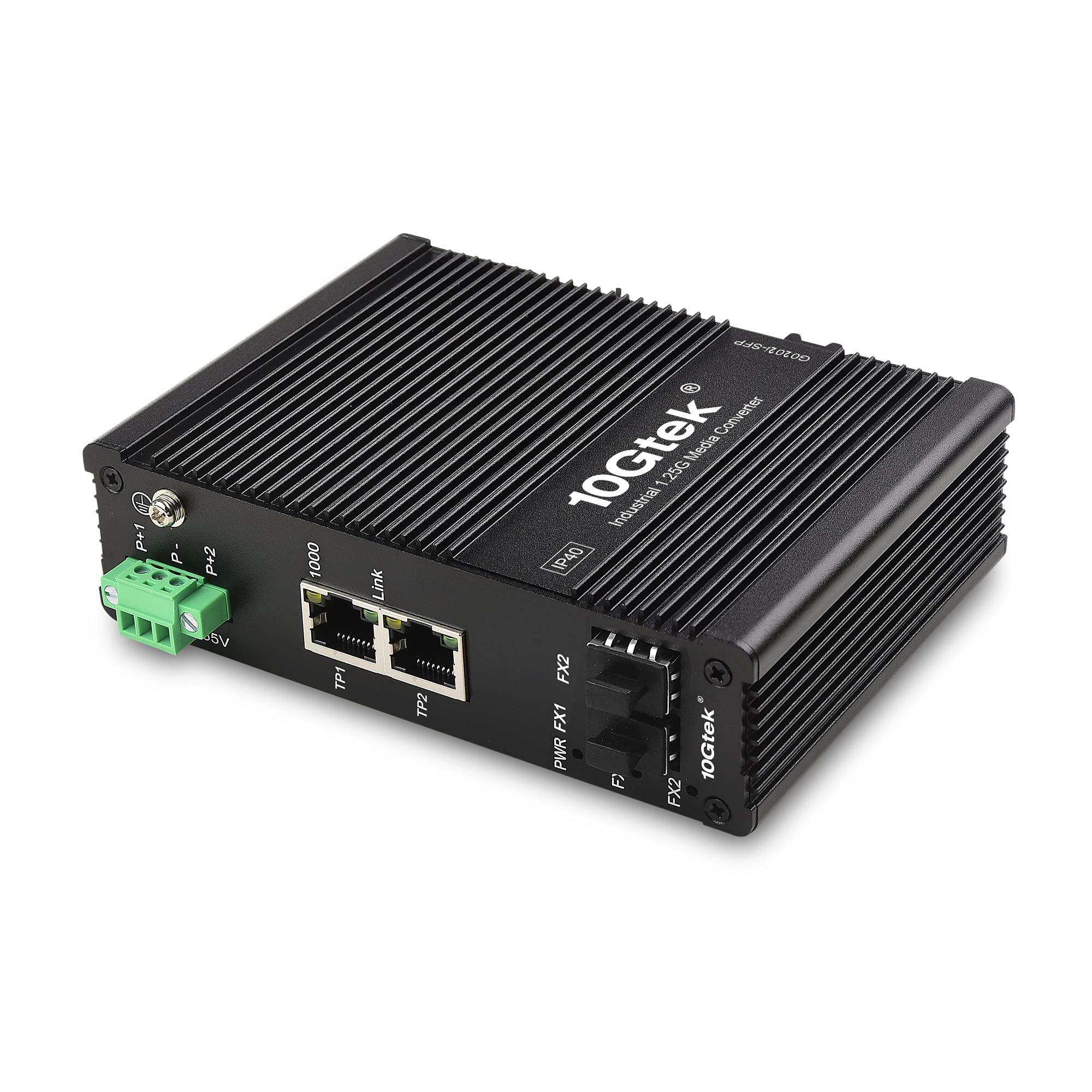 10Gtek 4-Port Industrial DIN-Rail Ethernet Switch Hutschiene, IP40, 2X Gigabit SFP Slot mit 20-km SFP Transceiver, G0202i, DIN-Rail Mount（Power Supply is Not Included）