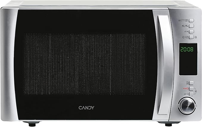 Candy X-Range CMXG22DS, Microondas con Grill, 22L, 1250W, 5 Niveles de Potencia, Digital, 40 Programas, Bloqueo Seguridad, Plato 25,5CM, Grill Rack, Express Cooking, Temporizador, App simply-Fi, Inox