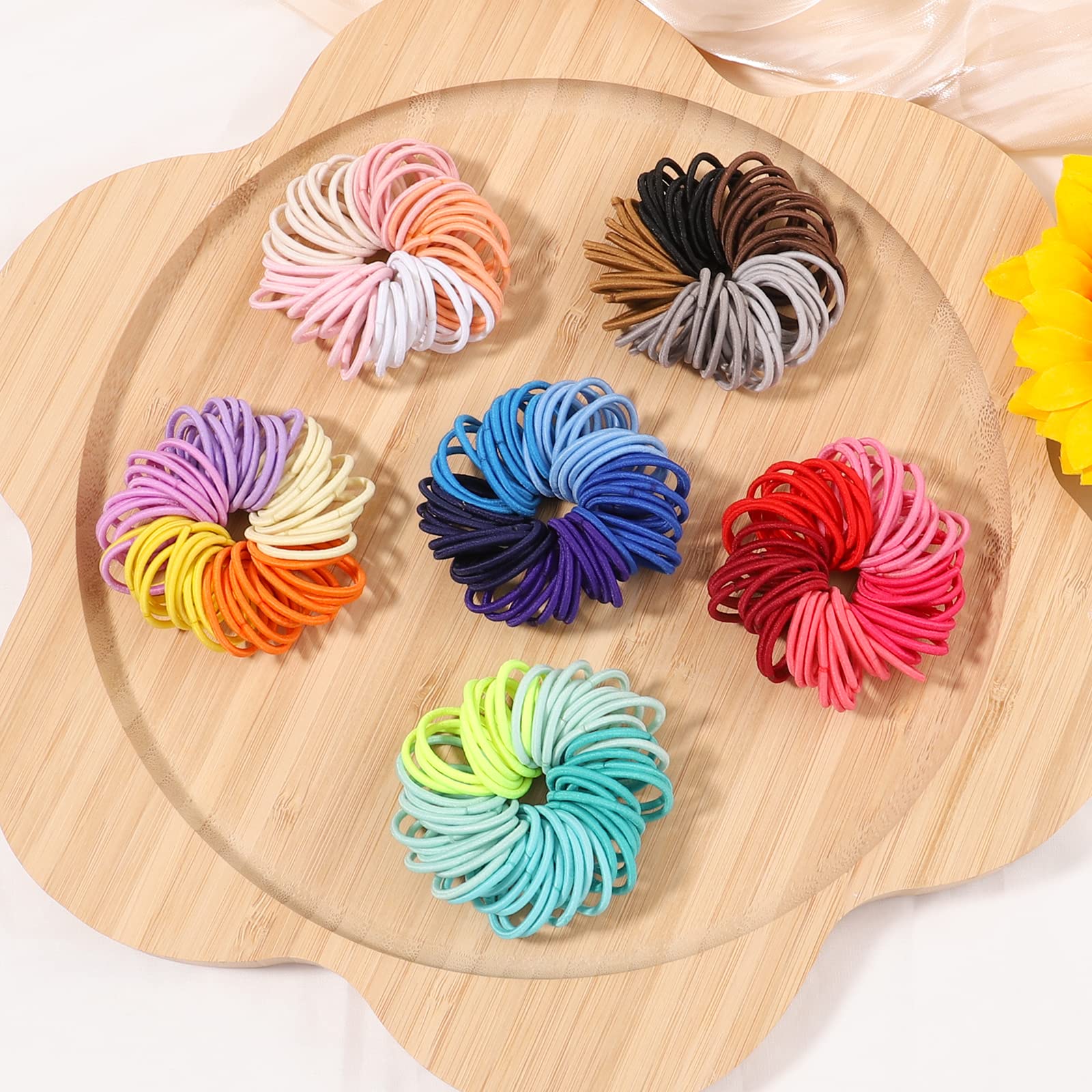 300 Stück Haargummis Elastisch – Mehrfarbig, Klein, 2 Cm, Für Kinder & Erwachsene