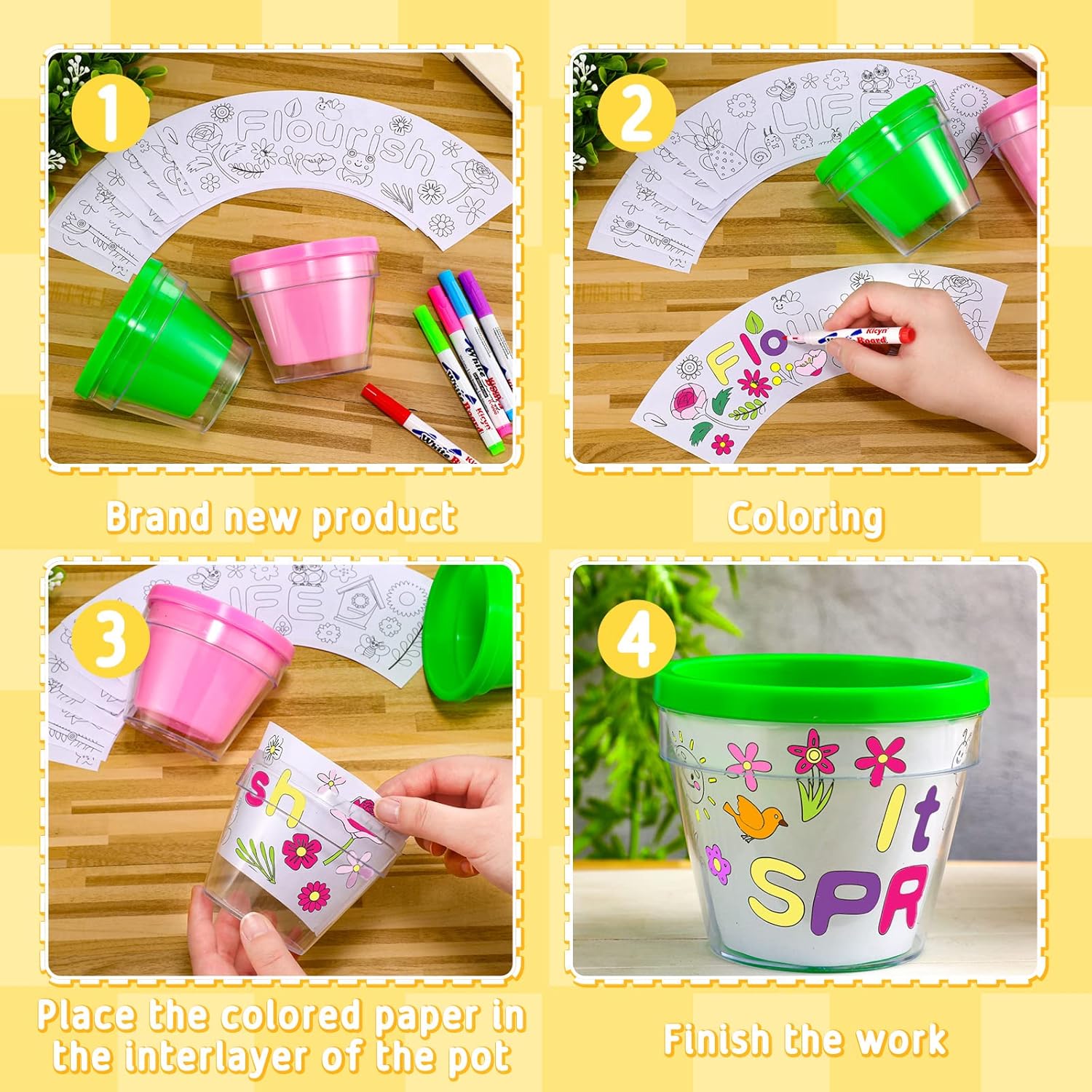 Meanplan 32 Pcs Spring Craft DIY Flower Pots Crafts Bulk Garden Pot Kit Make Your Own Flower Pots Kit for Birthday Party Gifts Art Projects Home Activities