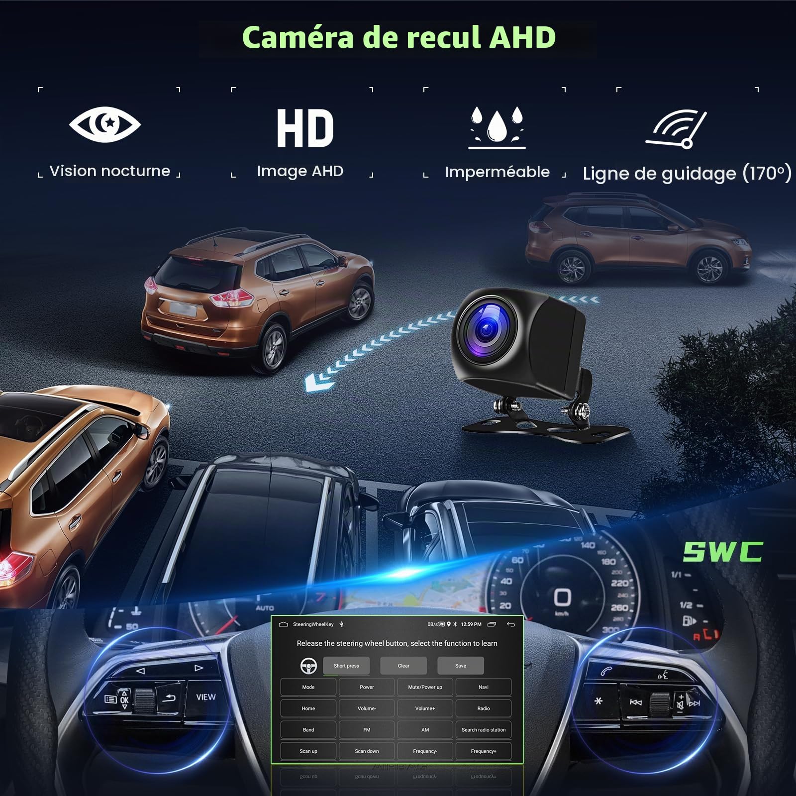 Hikity 2G+64G Android 15 Autoradio 7" pour Toyota Corolla CarPlay