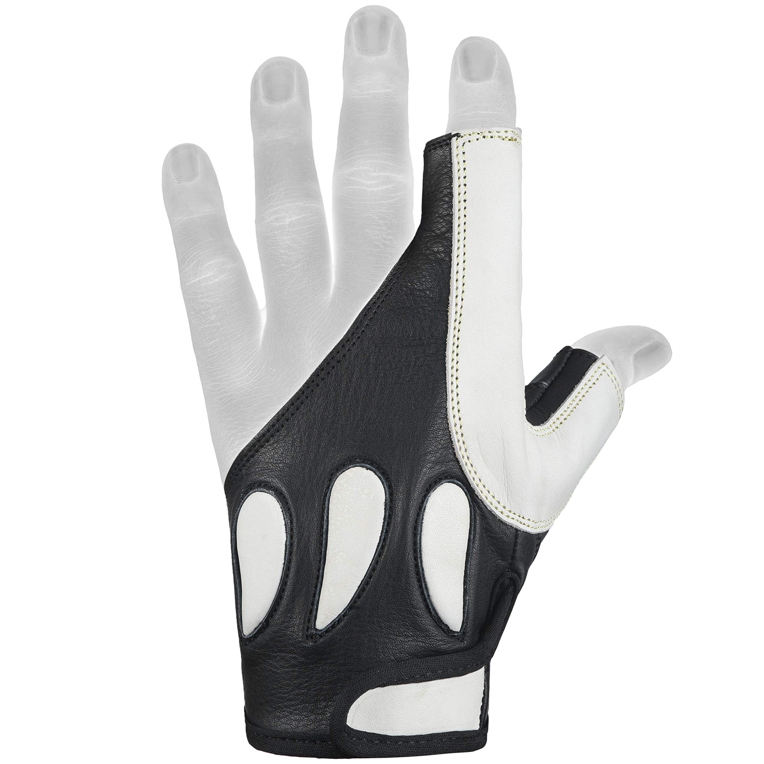 Daskz Leathers Italian Leather Archery Bow Glove for Right-Handed Shooters – Worn on Left Hand – Padded Back – 100% Real Leather – Beige, Black, Light Brown, Dark Brown