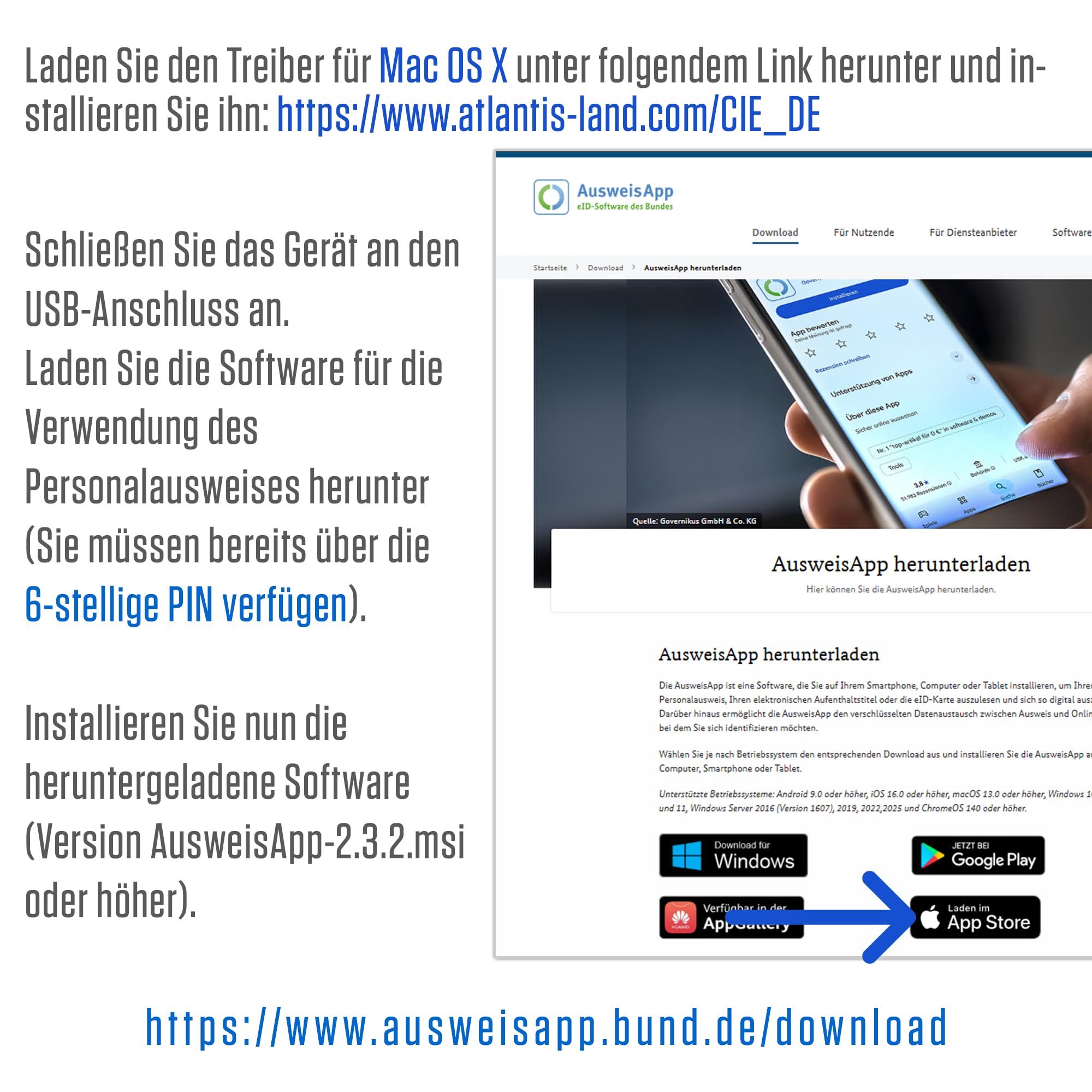 ATLANTIS USB2.0 CIE-Lesegerät 3.0 Windows 10 und Windows 11, weiß, P005-CIED331C