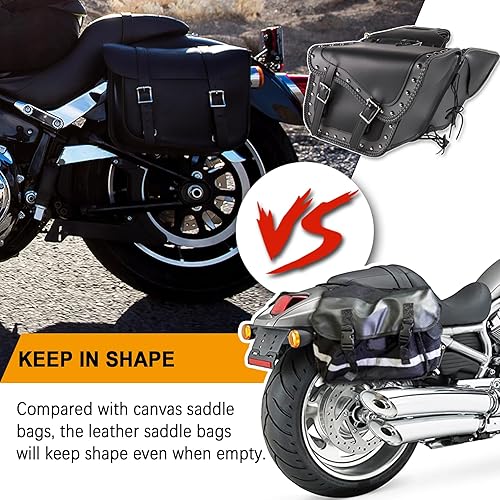 Miniatura 6 de Dream Apparel Bolsas de cuero sintético para silla de montar de motocicleta, con tachuelas, bolsas laterales de PVC para Honda Shadow Sportster