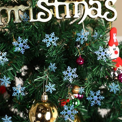 Miniatura 6 de 800 piezas de decoraciones de confeti de copos de nieve azules de Navidad, manualidades de confeti de nieve falso, suministros de fiesta de Navidad